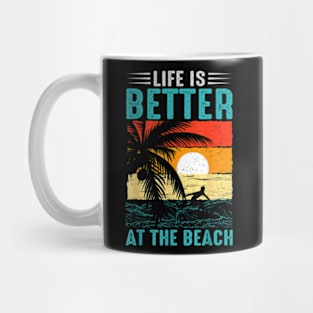 Life Is Better At The Beach Summer Funny Retro Vacation T-Shirt Mug